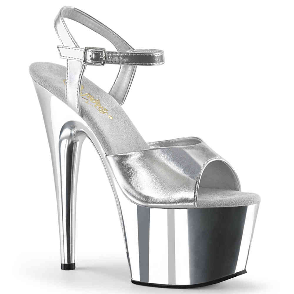 Pleaser - ADORE709 Ankle strap sandal, Pole dance shoes - Pole dance shoes - Silver coloured